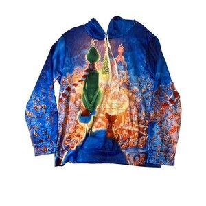 Grinch & Max Pullover Hoodie with Pocket  Unisex Size Medium Blue Christmas